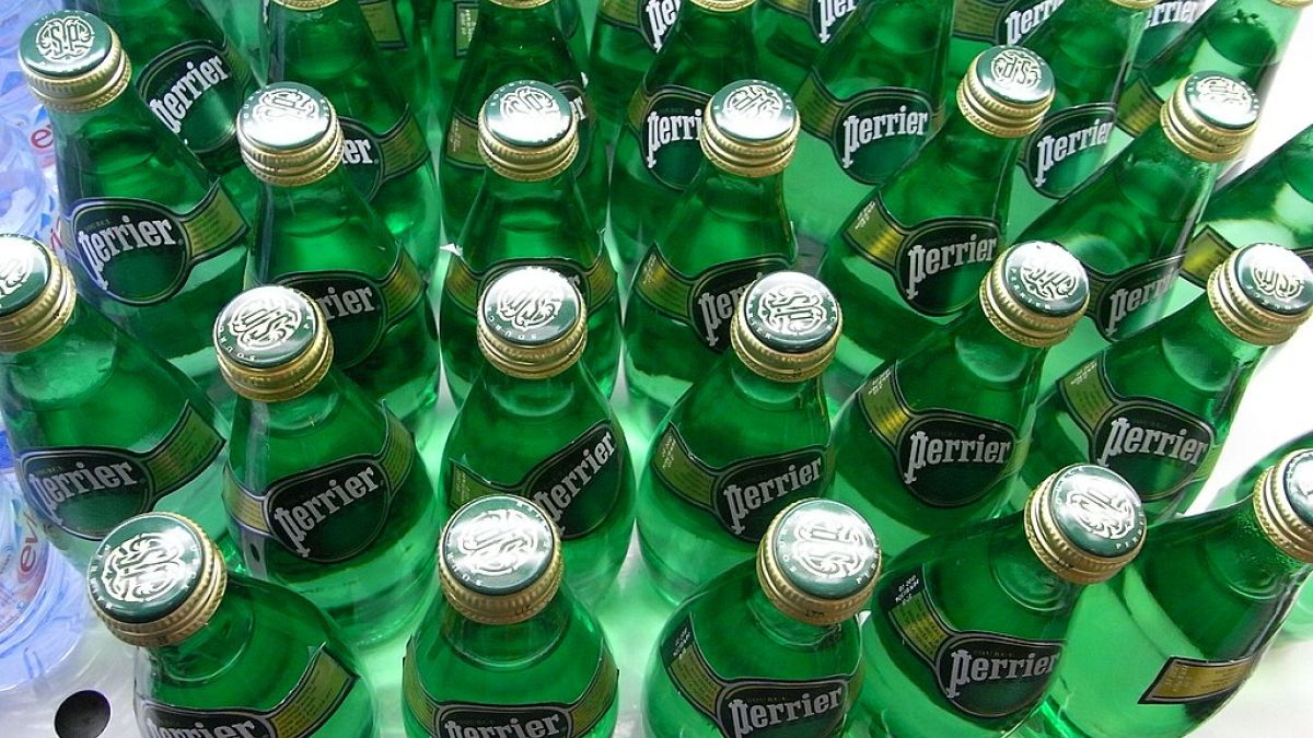 Bottles of Perrier Bottles of Perrier